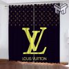 Louis Vuiton Black Banner Golden Luxury Brand Window Curtain For Living Room, Luxury Curtain Bedroom For Home Decoration