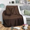 Louis Vuitton Brown Logo Fashion Luxury Brand Premium Blanket Fleece Living Room Luxury Blanket For Home