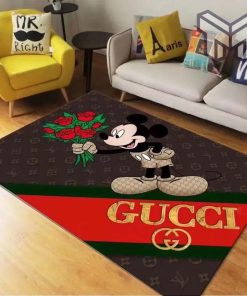 Louis Vuitton Gucci Mickey Luxury Fashion Luxury Brand Premium Rug Carpet For Living Room Home Decoration