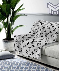 Louis Vuitton Supreme White Logo Fashion Luxury Brand Premium Blanket Fleece Living Room Luxury Blanket For Home