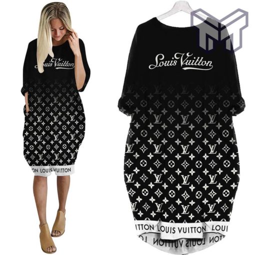 Louis vuitton black batwing pocket dress lv luxury brand clothing clothes outfit for women hot 2023 Type01