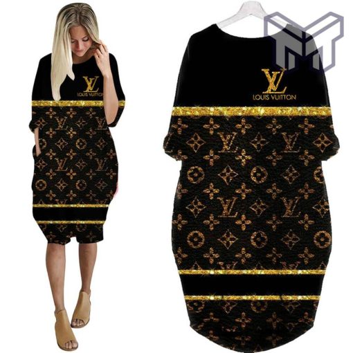 Louis vuitton black batwing pocket dress lv luxury brand clothing clothes outfit for women hot 2023 Type02