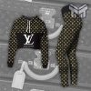 Louis vuitton black gold croptop hoodie leggings for women luxury brand lv clothing clothes outfit hot 2023