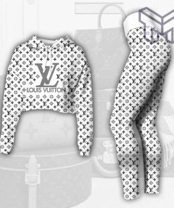 Louis vuitton black white croptop hoodie leggings for women luxury brand lv clothing clothes outfit hot 2023 Type01