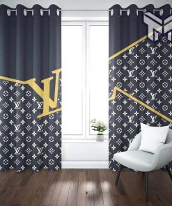 Louis vuitton black yellow logo luxury fashion premium window curtain trending 2023 for home decor