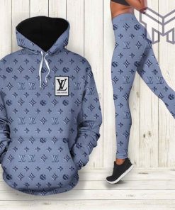 Louis vuitton blue 3d hoodie leggings set lv gift hot 2023