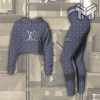 Louis vuitton blue croptop hoodie leggings for women luxury brand lv clothing clothes outfit hot 2023 Type01