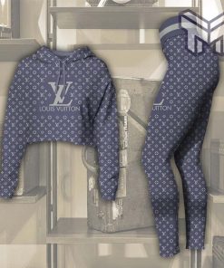 Louis vuitton blue croptop hoodie leggings for women luxury brand lv clothing clothes outfit hot 2023 Type01