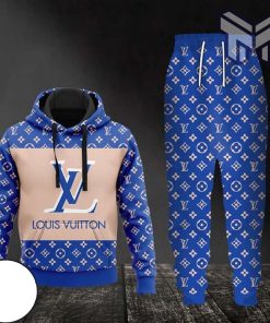 Louis vuitton blue hoodie sweatpants pants hot 2023 lv luxury brand clothing clothes outfit for men type01