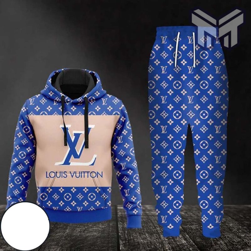Louis Vuitton Grey Hoodie Sweatpants Pants LV Luxury Brand