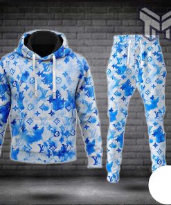 Louis vuitton blue hoodie sweatpants pants hot 2023 lv luxury brand clothing clothes outfit for men type02