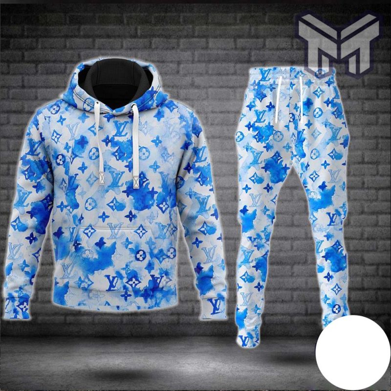 Louis vuitton blue hoodie sweatpants pants hot 2023 lv luxury brand  clothing clothes outfit for men type02 - Muranotex Store