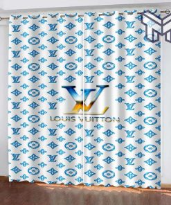 Louis vuitton blue logo luxury window curtain curtain for child bedroom living room window decor,curtain waterproof with sun block