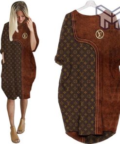 Louis vuitton brown batwing pocket dress lv luxury brand clothing clothes outfit for women hot 2023