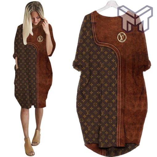 Louis vuitton brown batwing pocket dress lv luxury brand clothing clothes outfit for women hot 2023