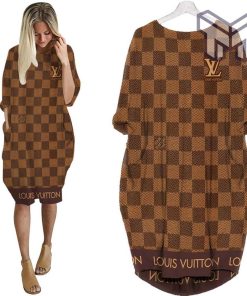Louis vuitton brown batwing pocket dress lv luxury brand clothing clothes outfit for women hot 2023 Type02