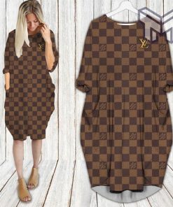 Louis vuitton brown batwing pocket dress lv luxury brand clothing clothes outfit for women hot 2023 Type03