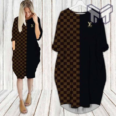 Louis vuitton brown batwing pocket dress lv luxury brand clothing clothes outfit for women hot 2023 Type04