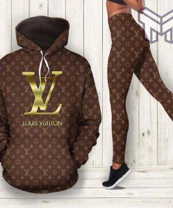 Louis vuitton brown hoodie leggings luxury brand lv clothing clothes outfit for women hot 2023