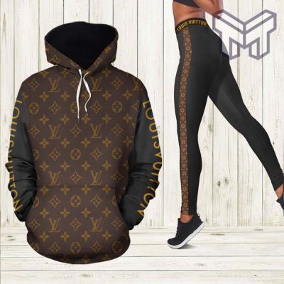 Louis vuitton brown hoodie leggings luxury brand lv clothing clothes outfit for women hot 2023 Type02