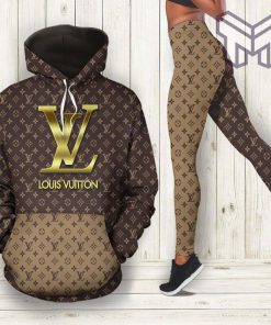 Louis vuitton brown hoodie leggings luxury brand lv clothing clothes outfit for women hot 2023 Type03
