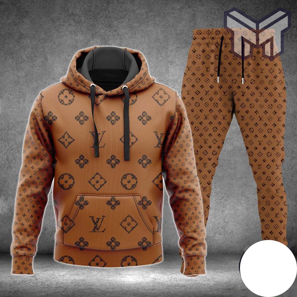 Louis vuitton brown hoodie sweatpants pants hot 2023 lv luxury