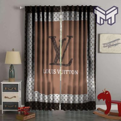 Louis vuitton brown square pattern window curtain,curtain waterproof with sun block