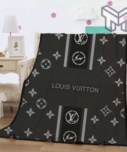 Louis vuitton dark fashion luxury brand fleece blanket comfortable blanket