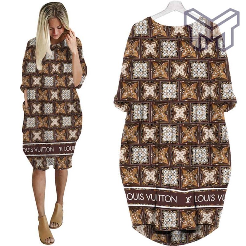 Louis Vuitton Fashion Batwing Pocket Dress Lv Luxury Brand Clothing Clothes Outfit For Women Hot