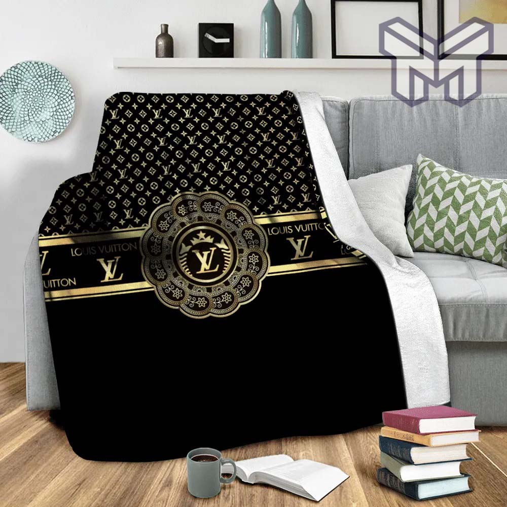 Louis Vuitton Black Fashion Luxury Brand Premium Blanket Fleece Home Decor