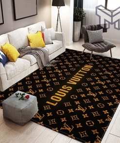 Louis vuitton golden new fashion area rug carpet living room rug us gift decor