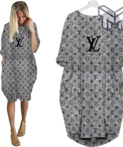 Louis vuitton grey batwing pocket dress lv luxury brand clothing clothes outfit for women hot 2023