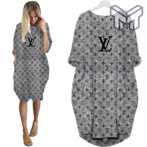 Louis vuitton grey batwing pocket dress lv luxury brand clothing clothes outfit for women hot 2023