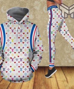 Louis vuitton heart colorful 3d hoodie and leggings set lv gift hot 2023