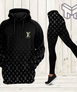 Louis vuitton luxury brand black gradient 3d hoodie leggings set lv gift hot 2023