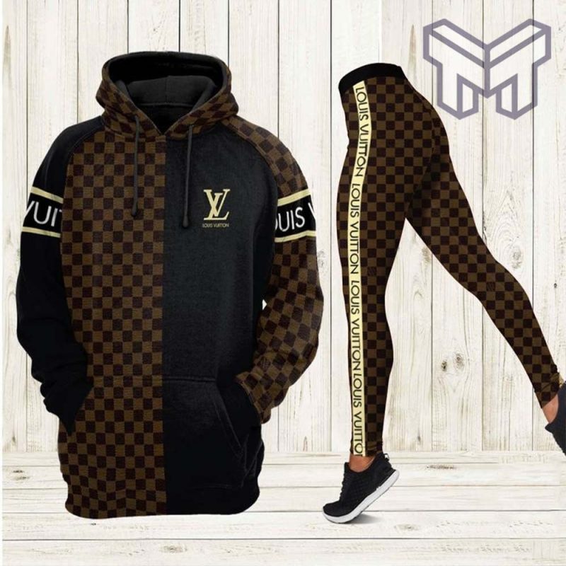 Louis Vuitton Grey Brown Hoodie 3D All Over Print - High-Quality
