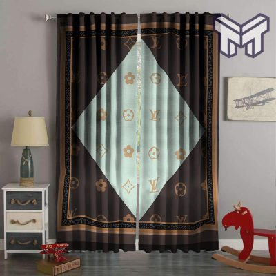 Louis vuitton lv brown cyan window curtain,curtain waterproof with sun block