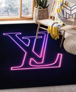 Louis vuitton neon rectangle rug living room rug christmas gift us decor