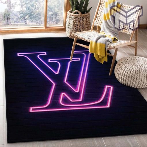 Louis vuitton neon rectangle rug living room rug christmas gift us decor