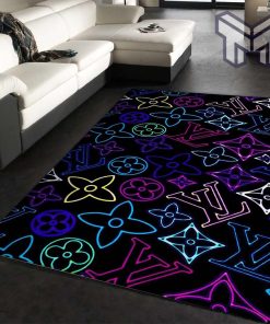 Louis vuitton neon rug fashion brand rug christmas gift us decor