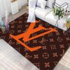 Louis vuitton orange logo new fashion area rug carpet living room rug us gift decor