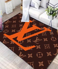 Louis vuitton orange logo new fashion area rug carpet living room rug us gift decor