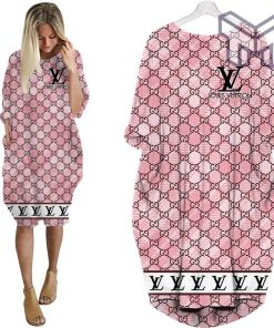 Louis vuitton pink batwing pocket dress lv luxury brand clothing clothes outfit for women hot 2023 Type 01