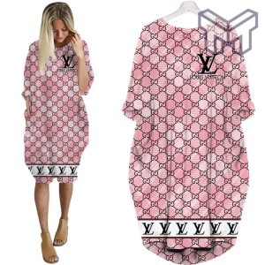 Louis vuitton pink batwing pocket dress lv luxury brand clothing clothes outfit for women hot 2023 Type 01