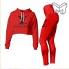 Louis vuitton red croptop hoodie leggings for women luxury brand lv clothing clothes outfit hot 2023