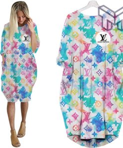 Louis vuitton watercolor batwing pocket dress lv luxury brand clothing clothes outfit for women hot 2023