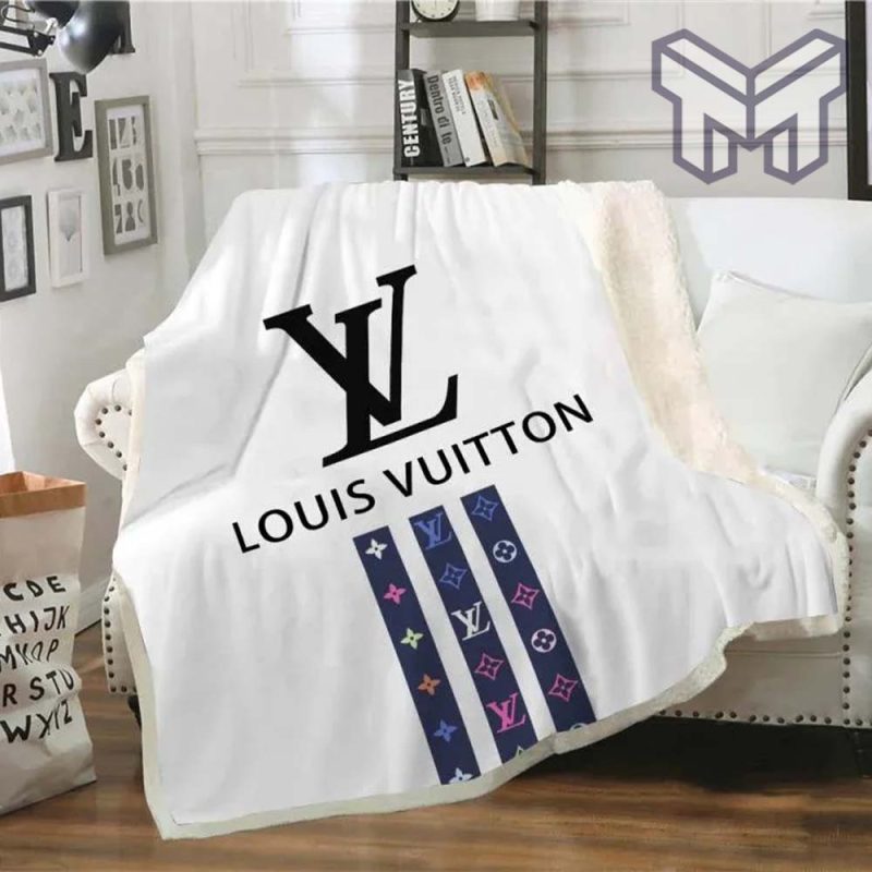 Louis vuitton white fashion luxury brand fleece blanket comfortable blanket  - Muranotex Store