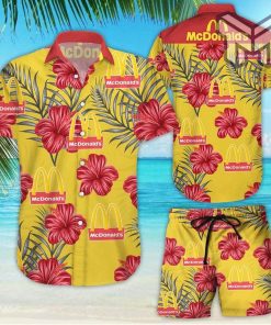 McDonald's Tropical Flower Aloha Hawaiian Shirts and short, Summer Hawaiian Beach day 3D Hawaiian Shirt