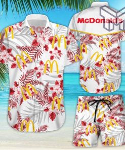 McDonald's Tropical Flower Aloha Hawaiian Shirts and short, Summer hawaiian day 3d Hawaii shirt