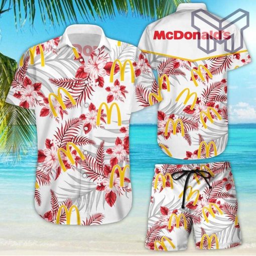 McDonald's Tropical Flower Aloha Hawaiian Shirts and short, Summer hawaiian day 3d Hawaii shirt